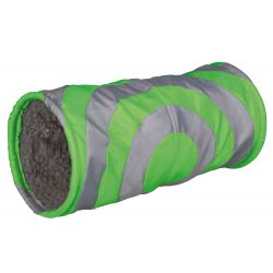 Tunnel douillet pour petits animaux:ø 15 × 35 cm, gris/vert
